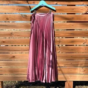 Metallic Rose Pink Pleated Skirt
